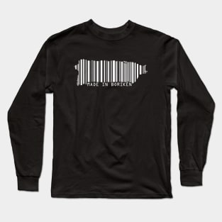 Puerto Rico Map Made in Boriken Barcode White Design Long Sleeve T-Shirt